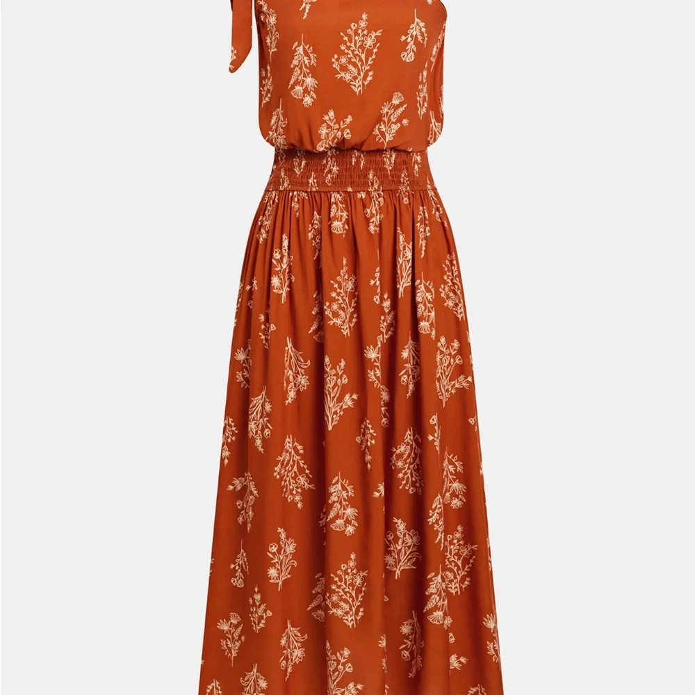 Floral One-Shoulder Dress in Orange - Picture 3 of 11